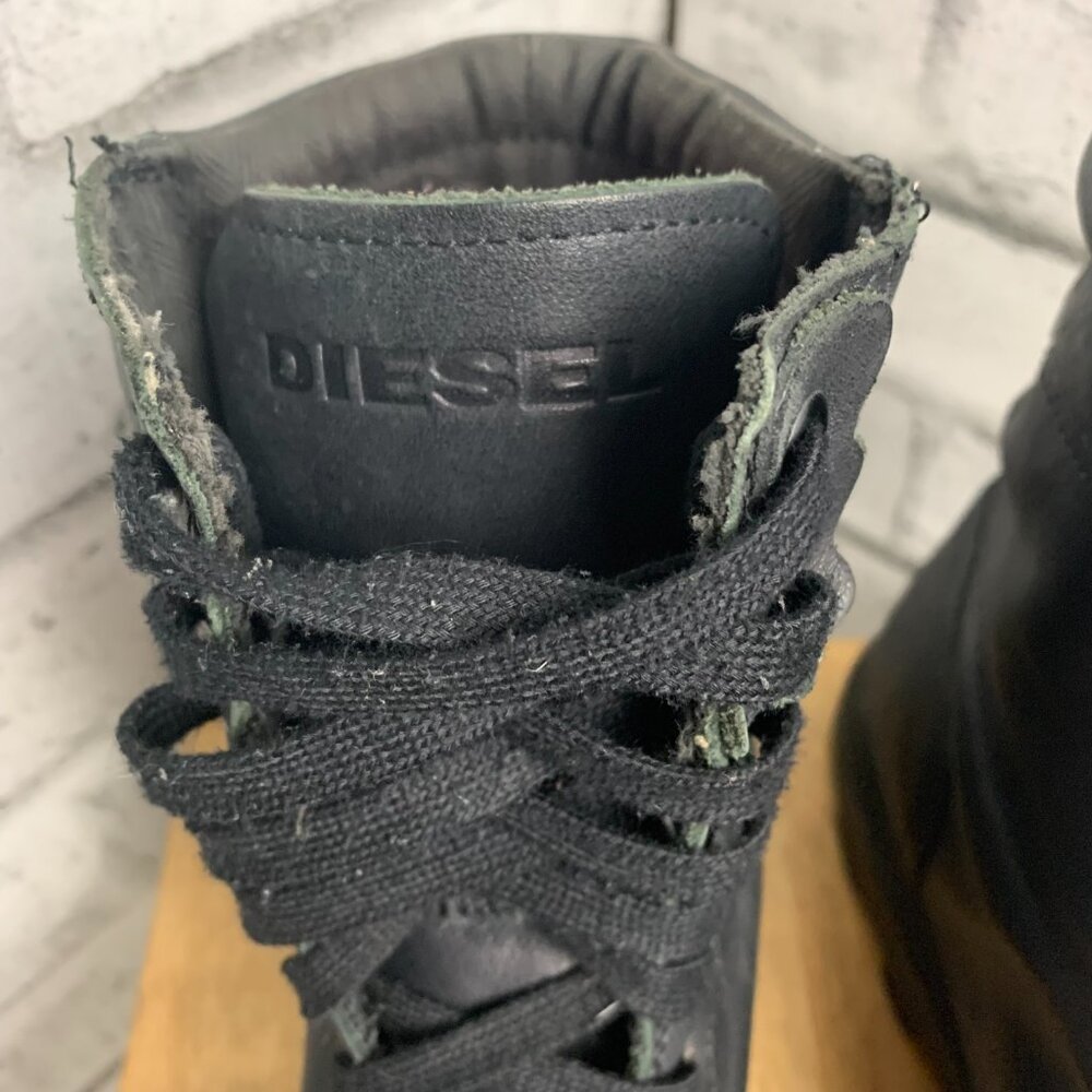 Diesel Butch Black Leather Lace Up Chucky Sole Y2K Combat Boots - Picture 8 of 15